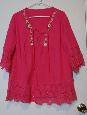 Bright Pink Embellished Tunic